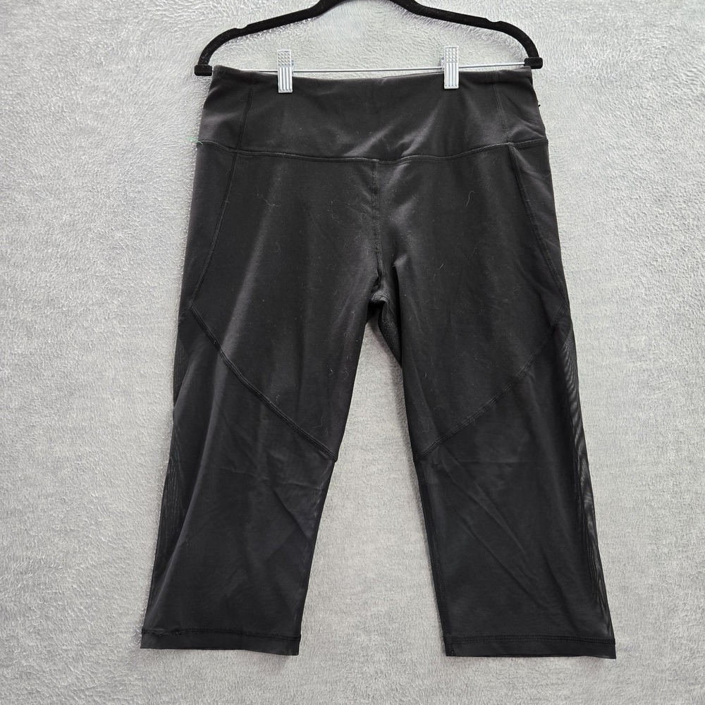 Victoria Sport Women Activewear Pants L Black Crop Legging Yoga Mesh Knockout